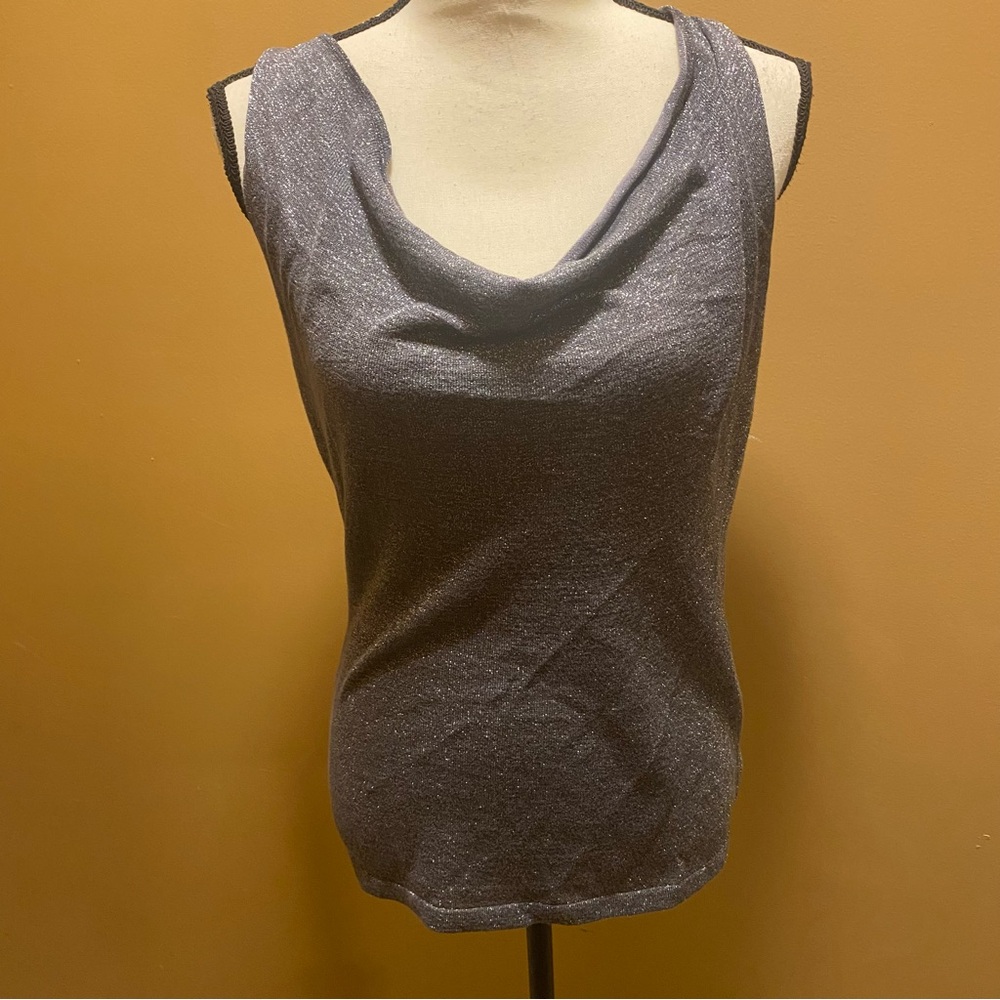 Womens Peck & Peck Weekend silver shimmer metallic sleeveless top  sz S NWT